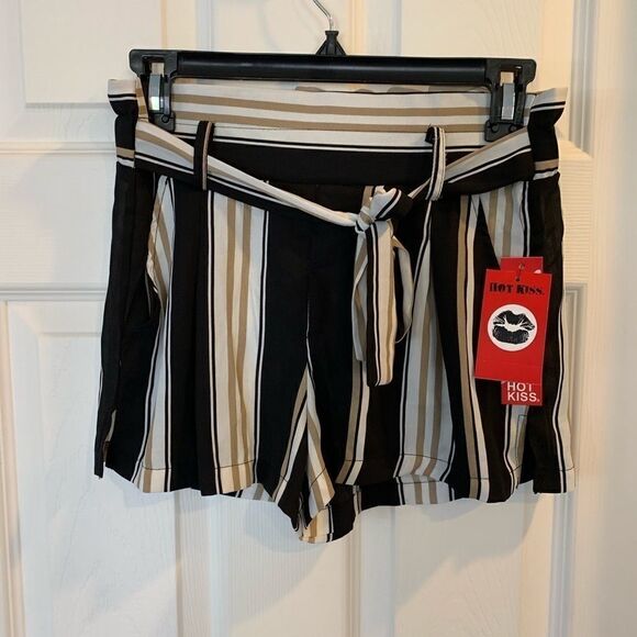 Hot Kiss Striped Tie Front Shorts - Picture 2 of 6